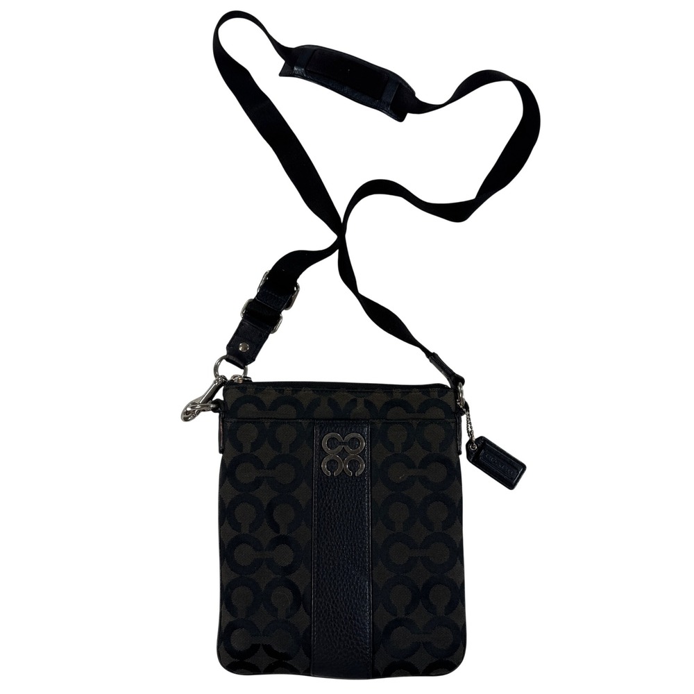 Coach Julia OP Art Swingpack/Crossbody Bag Black 44245 Small Messenger